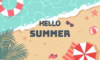 Hello summer season and nature beach beautiful summer banner design background pattern. vector
