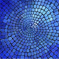 A blue mosaic tile background with a spiral pattern photo