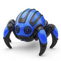 A blue and black robot spider on a white background photo
