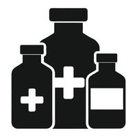 A black and white illustration of three bottles with a cross on them vector