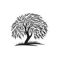 Awesome black and white logo of a tree with leaves design on a white background vector