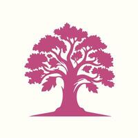 A pink tree with leaves on it design on a white background vector