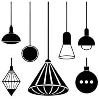 various types of lamps and lights in black and white vector