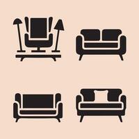 Creative Set Of An Table and Sofa Designed vector