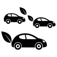 four cars with leaves on them, one with a leaf on the hood, one with a leaf vector