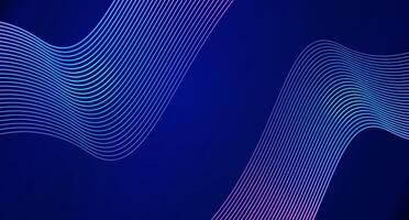 wavy neon line on dark blue gradient background, abstract blue lines suitable for presentation background, advertisement, and social media post vector