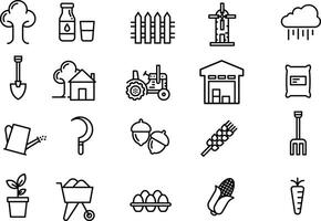 farm icons set vector