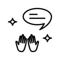 Hands Raised in Prayer with prayer text bubbles vector