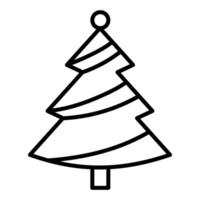 Christmas tree with ribbon decorations on each round of the tree leaf level and circle lights at the very top vector