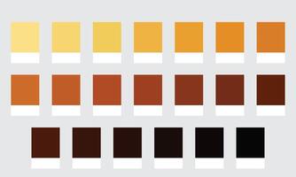 Color Palette 20 Shades of Mustard and Ochre - Dark Yellow, Earthy, Rustic Colors - with HEX Codes and Names, Colour Swatches and Combinations vector