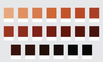 Color Palette 20 Shades of Copper and Rust - Burnt Brown, Warm, Aged Colors - with HEX Codes and Names, Colour Swatches and Combinations vector