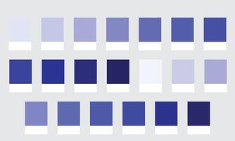 Color Palettes 20 Shades of Indigo and Deep Blues - Dark, Ocean, Midnight Colors - with HEX Codes and Names, Colour Swatches and Combinations vector