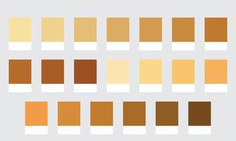 Color Palettes 20 Shades of Gold and Bronze - Soft, Warm, Deep and Aged Colors - with HEX Codes and Names, Colour Swatches and Combinations vector