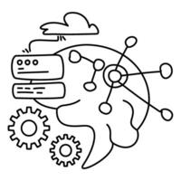 brain with data points graphs, showcasing machine learning insights. Ideal for data science, AI development content vector