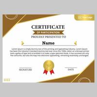 certificate template for awards with a modern and elegant frame and beautiful colors in brown and gold vector