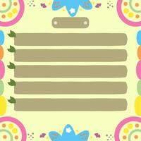 note template with cute and elegant abstract frame vector