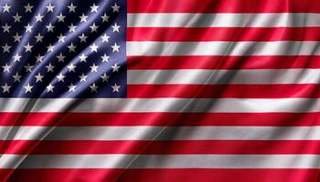 USA national flag with realistic fabric texture and smooth folds waving in the wind. United States flag photo