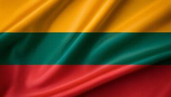Lithuania national flag with realistic fabric texture and smooth folds waving in the wind. photo