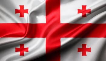 Georgia national flag with realistic fabric texture and smooth folds waving in the wind. photo