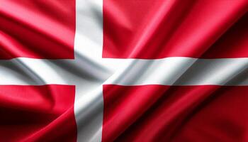 Denmark national flag with realistic fabric texture and smooth folds waving in the wind. photo
