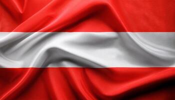 Austria national flag with realistic fabric texture and smooth folds waving in the wind photo