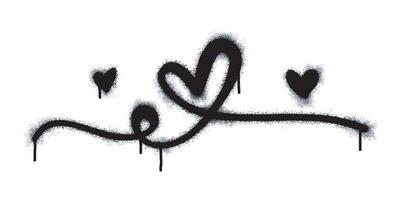 Spray painted graffiti heart icon Sprayed word isolated on white background. Love icon with graffiti font with black spray on white. continuous lines vector