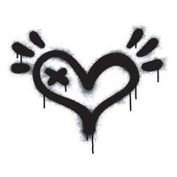 Spray painted graffiti heart icon Sprayed word isolated on white background. Love icon with graffiti font with black spray on white. Heart object illustration vector