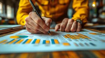 Corporate strategist using market insights to create a growth roadmap with advanced analytics and professional tools photo