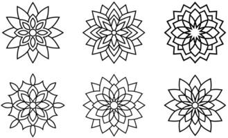 Flower Bloom Radial Patterns siz bundle set vector
