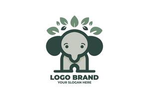 A Tiny Elephant with Gentle Greenery vector