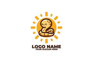 Radiant Coil, A Smiling Chibi Snake with a Bright Sun vector
