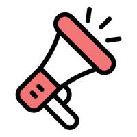 Megaphone icon in flat line style representing announcements promotions and public communication ideal for marketing and advertising concepts. vector