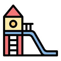 Playground icon in flat line style representing outdoor recreation children activities and play areas ideal for park community and family-friendly concepts. vector