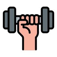Gym icon in flat line style representing fitness exercise and workout facilities ideal for health and wellness concepts. vector