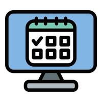 Online reservation icon in flat line style representing booking scheduling and digital appointments ideal for travel hospitality and service concepts. vector