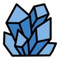 Crystals icon in flat line style representing gemstones energy healing and spirituality ideal for wellness and decorative concepts. vector