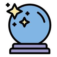 Magic ball icon in flat line style representing fortune telling mysticism and predictions ideal for spiritual and mystical concepts. vector
