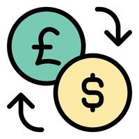 Currency exchange icon in flat line style representing money conversion global trade and financial transactions ideal for banking and economic concepts. vector