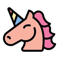 Unicorn icon in flat line style representing magic fantasy and mythical creatures ideal for fairytale and imaginative concepts. vector