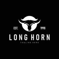 longhorn logo silhouette design symbol with vintage simple template concept vector