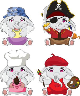 Sticker Chibi Elephant Character Animal Mascot