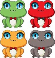 Frogs In Bow Tie In Different Colors vector
