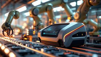 Modern robotics in action at an automated manufacturing facility showcasing advanced technology and efficiency in production processes photo
