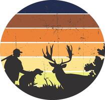 Deer Hunting Retro Tee Design vector