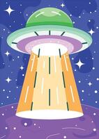 UFO Landing On Planet Background vector