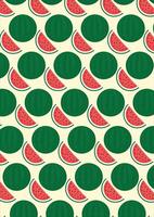 Whole And Half Watermelon Seamless Background Pattern vector