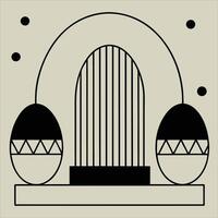 Minimalist 3D Render Decorative Eggs with Symmetrical Patterns vector