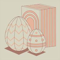 Minimalist 3D Render Decorative Textured Eggs with Patterns vector