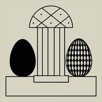 Minimalist 3D Render Decorative Eggs Patterns vector