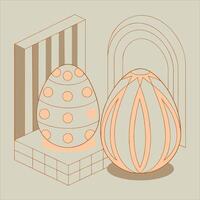 Minimalist 3D Render Eggs with Symmetrical Patterns vector